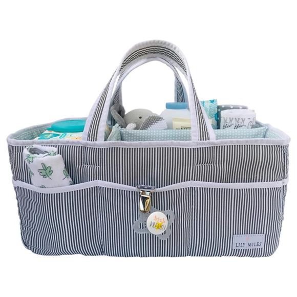 Baby Diaper Caddy - Large Organizer Tote Bag for Infant Boy or Girl -Baby Shower - Picture 2 of 6